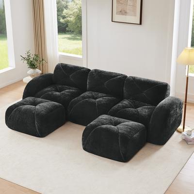 U-shaped Boneless Sofa,Tufted Design,32D High Density Sponge,Bottom Anti-Slip Design,No Assembly Required Bottom