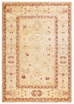 "Overton Hand Knotted Wool Vintage Inspired Traditional Ziegler Ivory Area Rug - 6'3"" x 8'10"""