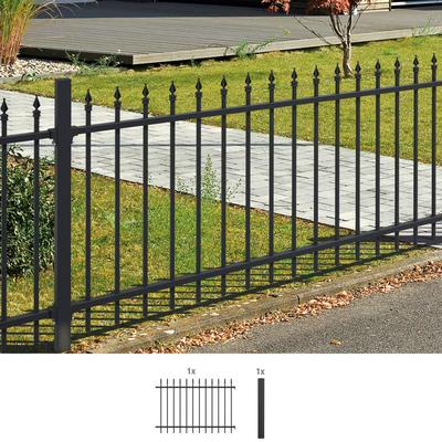 Metallzaun ALBERTS "Anbauset Chaussee", schwarz, H:120cm, Aluminium, Zaunelemente, Höhe: 100 und 120 cm, Breite: 200 cm, zum Einbetonieren