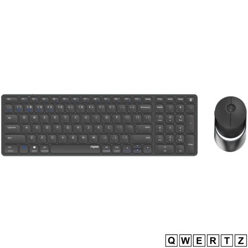 Rapoo 9750M Dunkelgrau QWERTZ Kabelloses Multi-Mode-Deskset