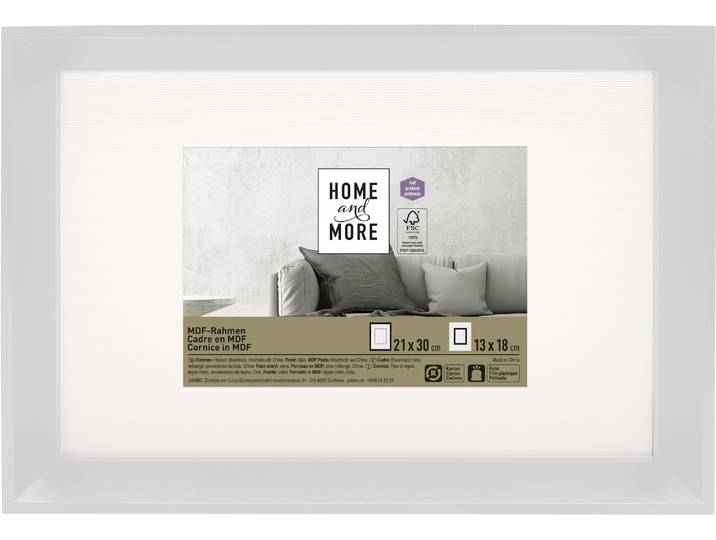 Home and More Bilderrahmen PPT 3D 21 x 30 cm Weiss MDF