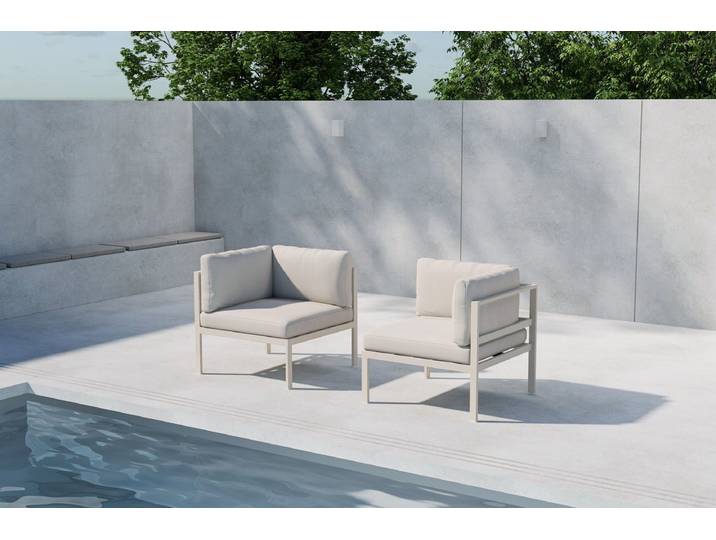 Loungesessel Tim – wetterfest aus Aluminium & Olefin in Beige - Beige - Luxusbetten24