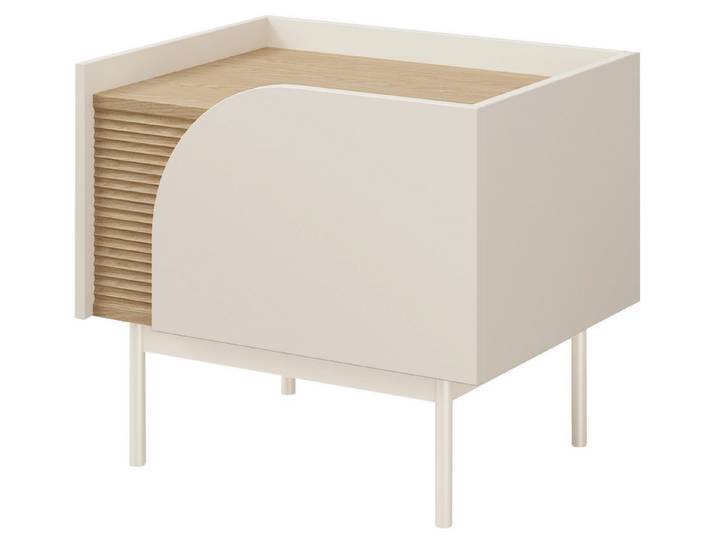 Beautysofa Nachttisch CAMEL 57 cm mit Tür (Metallbeinen, links oder rechts), Macadamia oder Toffee