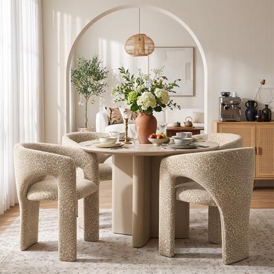 Housely Leopard Print Upholstered Dining Arm Chairs( Set Of 4)