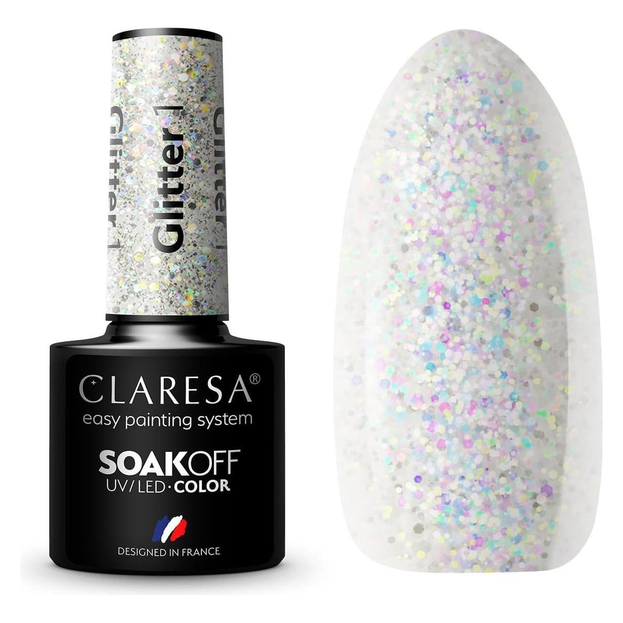 Claresa Soak Off Uv/Led Glitter Gel English 1 5G (Glitzer, UV-Gel Lack) (5902846079415)