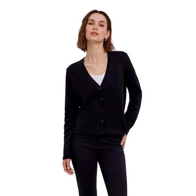 Cardigan FALKE "Cotton Knit", Damen, Gr. XS, schwarz (3000), Strickjacken