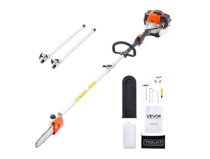 VEVOR Élagueuse Thermique sur Perche à 2 Temps\, 33 cc\, Élagueuse sans Fil à Essence\, avec Perche Extensible 2\,04-3\,54 m\, Guide-chaîne 20\,3 cm\, Réservoir de Carburant 850 ml\, pour Élagage des Arbres