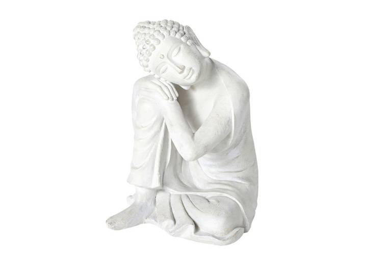 Buddha-Statue, ecrufarben und in gealterter Optik H60
