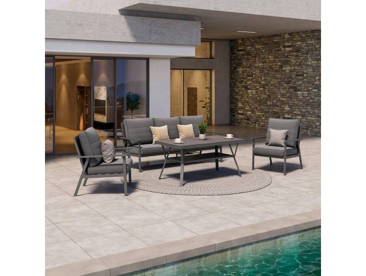 Loungegarnitur Genua Metall/Glas