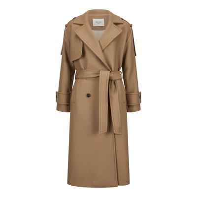 Wintermantel NICOWA "Pawona", Damen, Gr. 38, camel, Business, relaxed fit, V-Ausschnitt, Mäntel Wintermantel