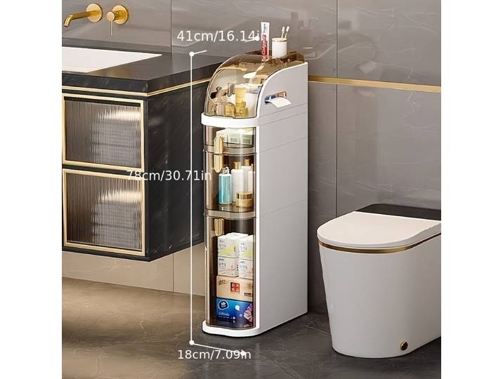 Armoire de rangement de salle de bain à 3 niveaux, avec tiroirs, conception en plastique durable pour petits espaces, conception d'économie d'espace, armoires de rangement.