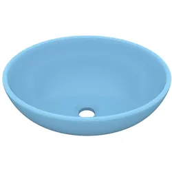 vidaXL Luxuriöses Ovales Waschbecken Matt Hellblau 40x33 cm Keramik