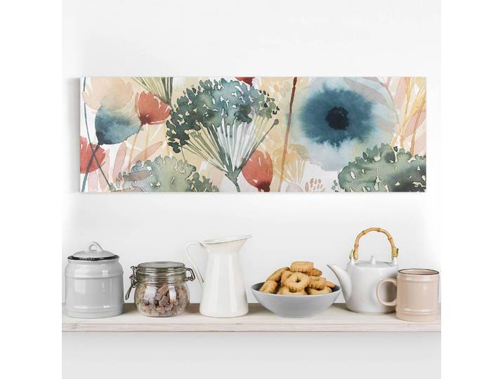Leinwandbild Wildblumen im Sommer V Leinen Weiß 150cm