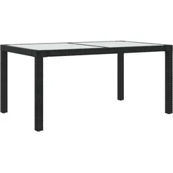 vidaXL Gartentisch 150x90x75 cm Gehärtetes Glas Poly Rattan Schwarz