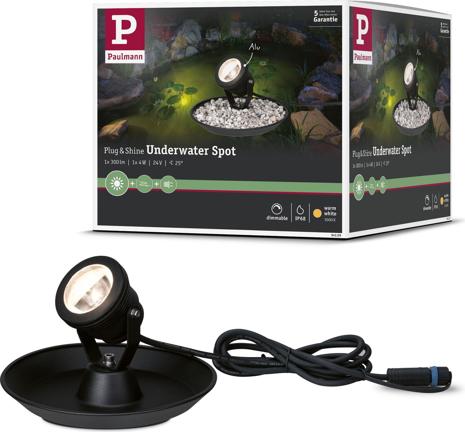 Paulmann Plug & Shine LED-spot voor vijververlichting en tuinaccenten