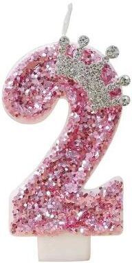 Uplifted Finds Pink Crown Numeral Birthday Candle Creative Princess Party Cake Topper Decoration 2