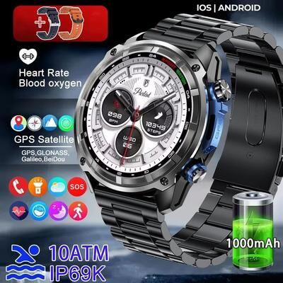 Inspired Living Ranger Pro GPS Smartwatch With Offline Maps & 10ATM Waterproof Design black Steel 2a