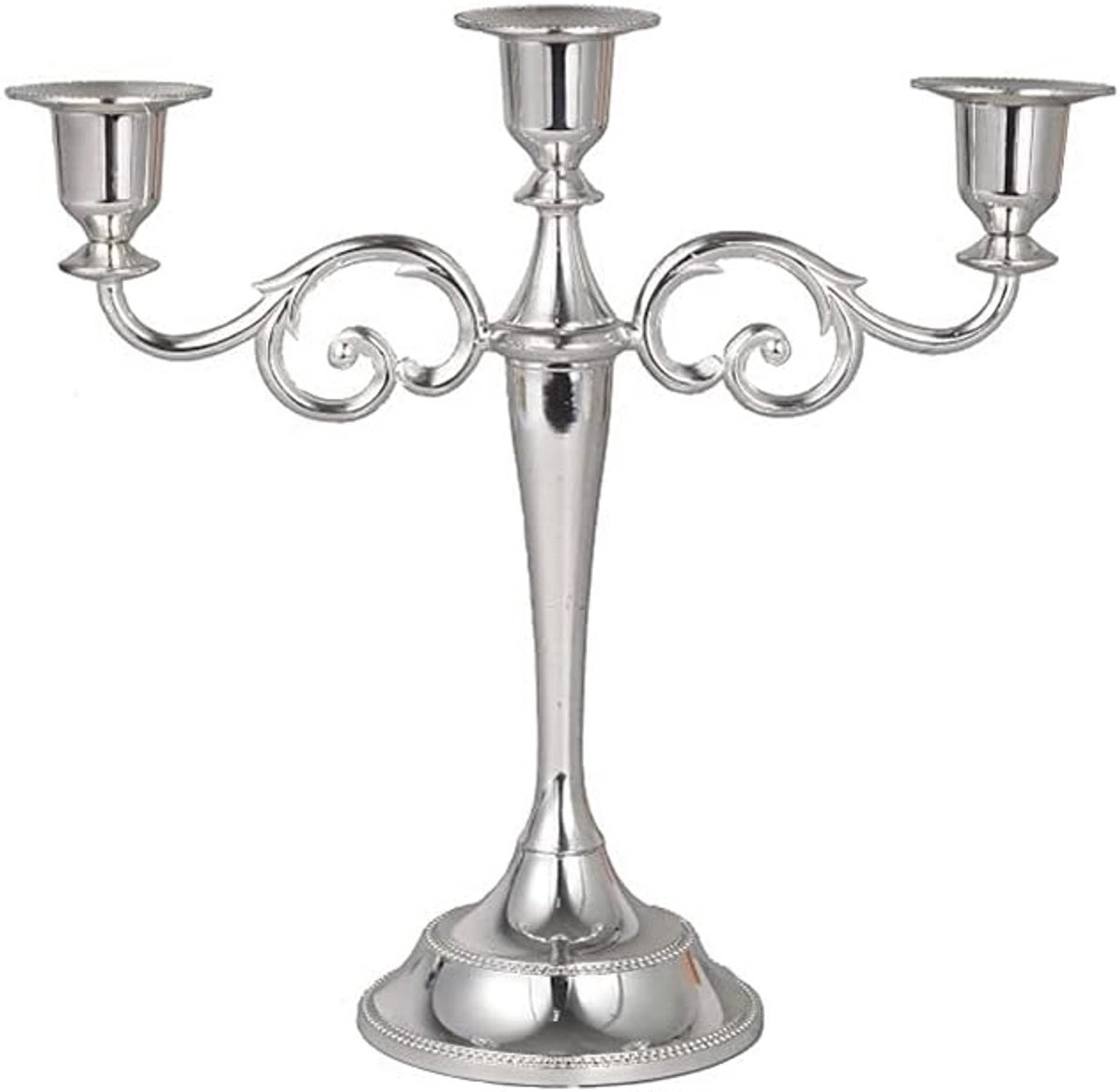 Retro 3-armige metalen candelabra voor decoratie in zilver