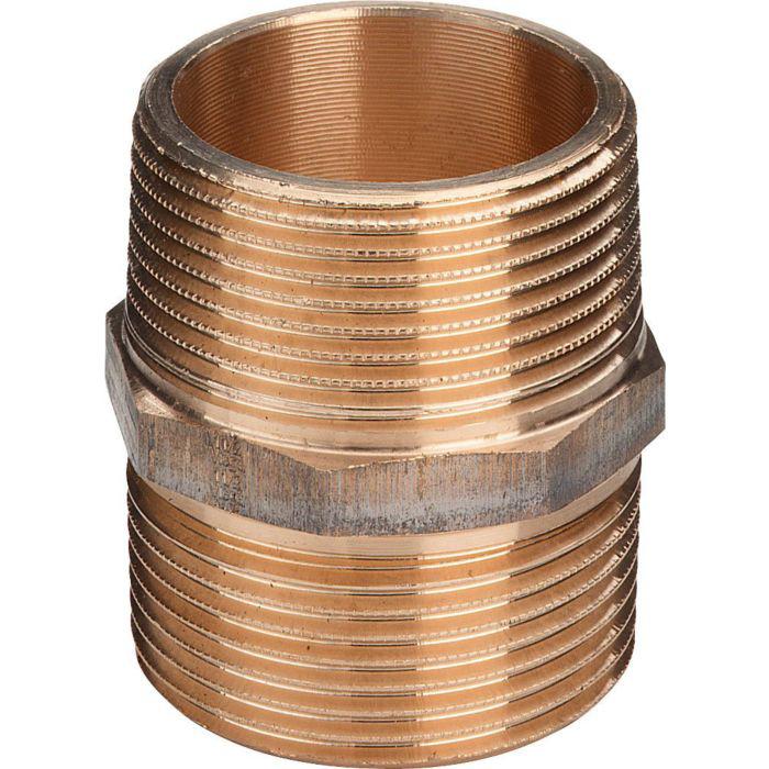 Viega Doppelnippel 269111 R 1 1/2, Rotguss, Mehrkant