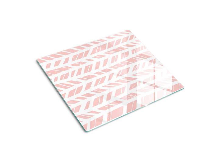 Tulup Glasplatte 60x52 cm Fischgrätenmuster, Pink, Glas, 60x0.4x52 cm, Küchen, Küchenelektrogeräte, Herde, Herdabdeckplatten