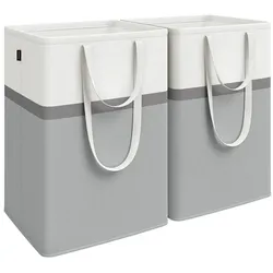Helloshop26 - Set aus 2 faltbaren Wäschekörben 75-Liter-Wäschesäcke mit kurzen und langen Griffen leicht zu tragen und zu reinigen 12_0006243