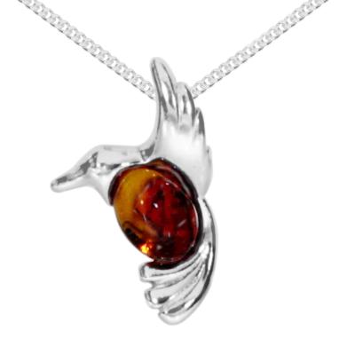 Kette mit Anhänger OSTSEE-SCHMUCK "Ostsee-Schmuck Kette mit Anhänger Gleiter-Kolibri" Gr. 42, silber, Halsketten, Damen, 42cm, Silber 925 (Sterlingsilber), L: 40