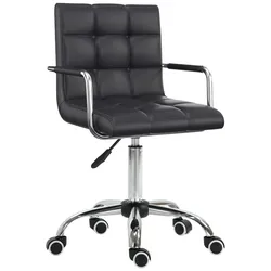 MODFU Bürostuhl Drehstuhl Kunstleder Schwarz 99x53x54 cm mit Armlehnen höhenverstellbar drehbar und Rollen, minimalistisches Design