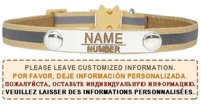 Uplift Essentials Reflective Personalized Breakaway Cat Collar khaki
