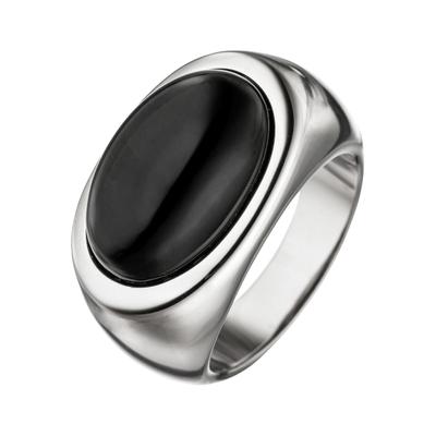 Silberring JOBO Gr. 50, silber (silber 925), Fingerringe, Damen, 50, Silber 925 (Sterlingsilber), Silberring, 925 Silber mit Onyx