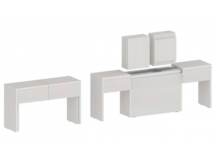 Sitzgruppe HOME AFFAIRE Praktika , weiss (weiß lärche), B:290cm H:45cm T:25cm, Sitzmöbel-Sets, Sitzgruppe, Je Bank ausziehbar bis 290 cm