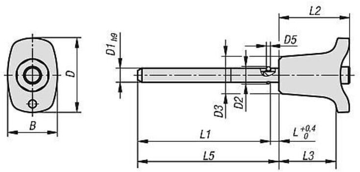 KIPP Kugelsperrbolzen mit Kopfarretierung Pilzgriff D1=6 L5=50 Edelstahl (K1415.002606050)