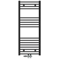 LuxeBath ECD Germany Badheizkörper Mittelanschluss 500×1200 mm Anthrazit, gerade, Thermostat-Set (Durchgang Boden)