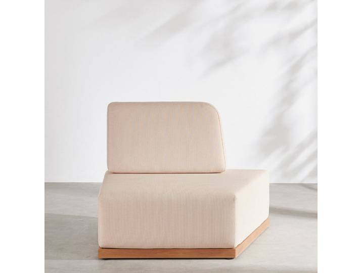 Rechte Chaiselongue für ein modulares Profi-Gartensofa aus beigem Stoff