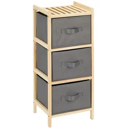 Relaxdays Badregal mit 3 faltbaren Körben, Aufbewahrung, kleines Korbregal, Holz, HBT: 65 x 28 x 25,5 cm, natur/grau