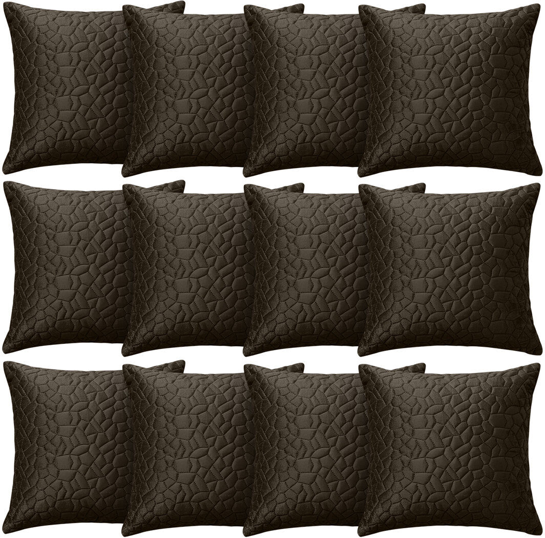 Aspire Homeware Geometric Square Velvet Cushion Covers Coffee Pack of 12