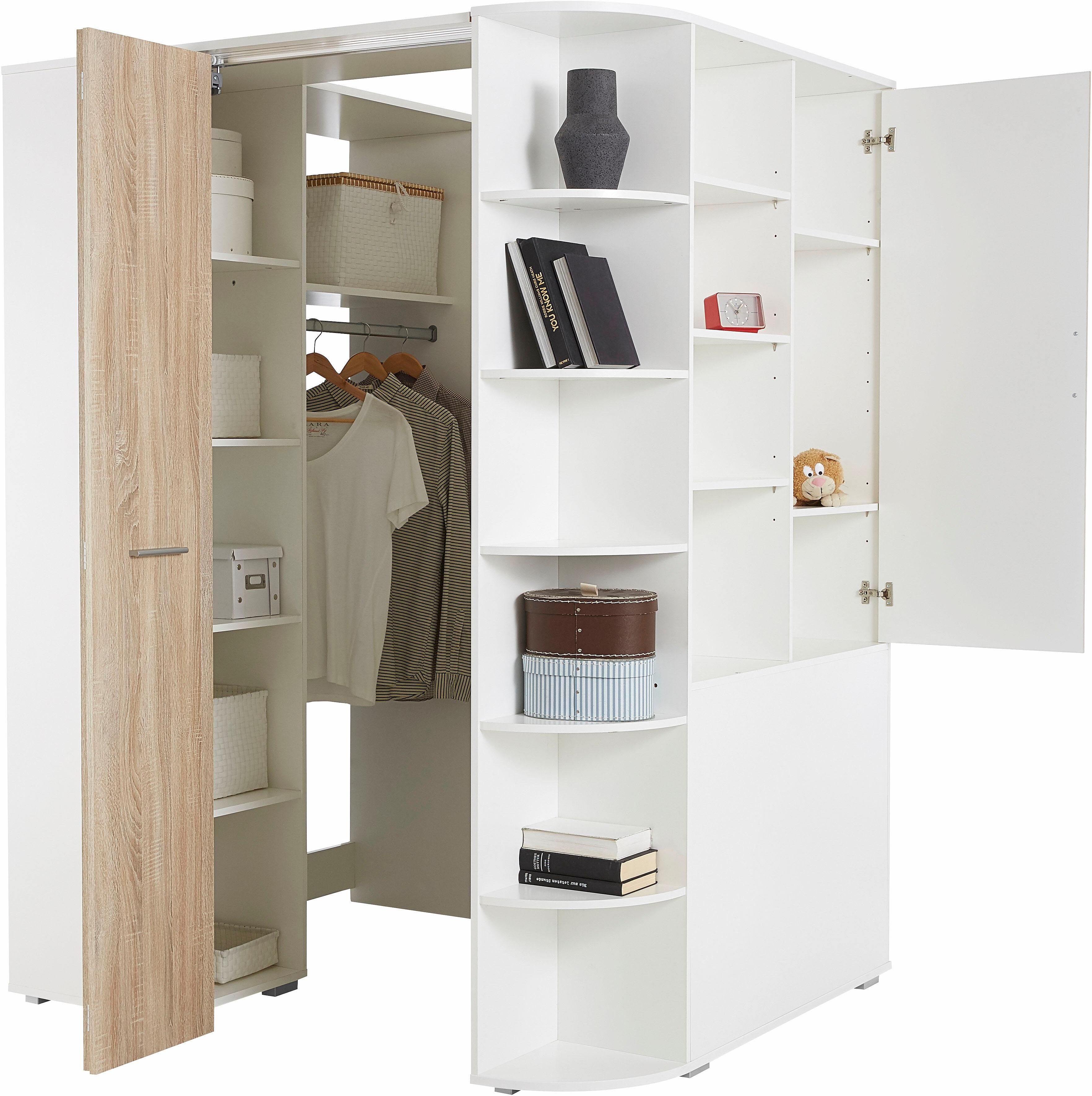 Jugendzimmer-Set WIMEX "Joker Kleiderschrank mit Garderobe, Bett und Stauraumschubladen", weiss (weiß, struktureichefarben hell), Schlafzimmermöbel-Sets, Jugendzimmer-Set weiß, struktureichefarben hell Einheitsgröße
