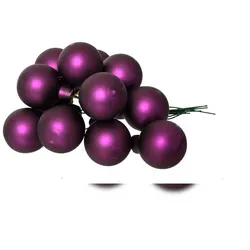 Christmas Decorations 12 Glaskugeln am Draht 2cm Weihnachtskugeln Spiegelbeeren matt - kleine Dekokugeln Christbaumschmuck Weihnachtsdeko Feige