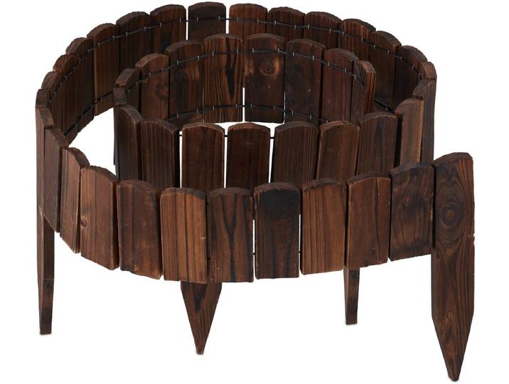 Borderrand - 200x10 cm - flexibel - hout - donkerbruin