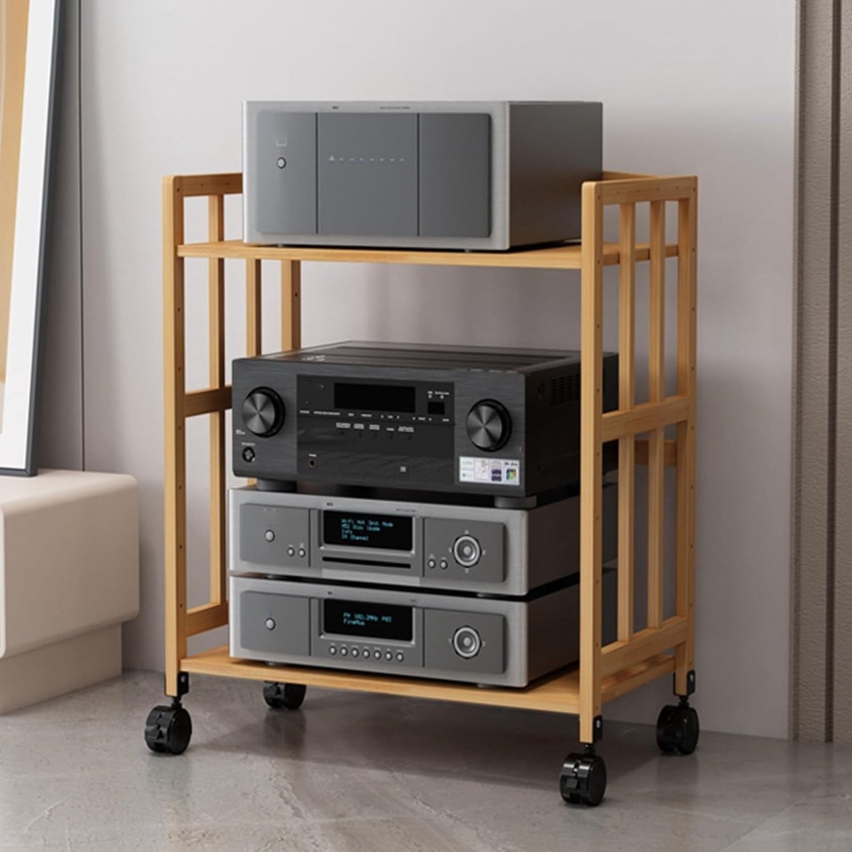 Merkloos Hifi meubel met 4 verstelbare lagen - Beige