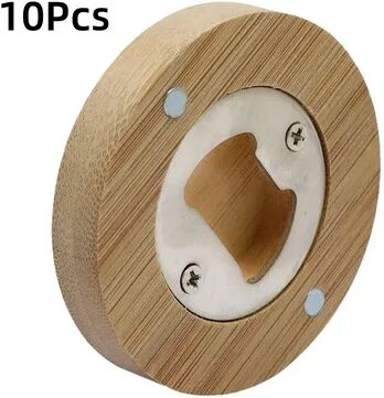 Inspire Daily Merch Portable Beer Bottle Opener Round Bamboo Fridge Magnet For Wedding Home Bar Party Gadgets 10pcs