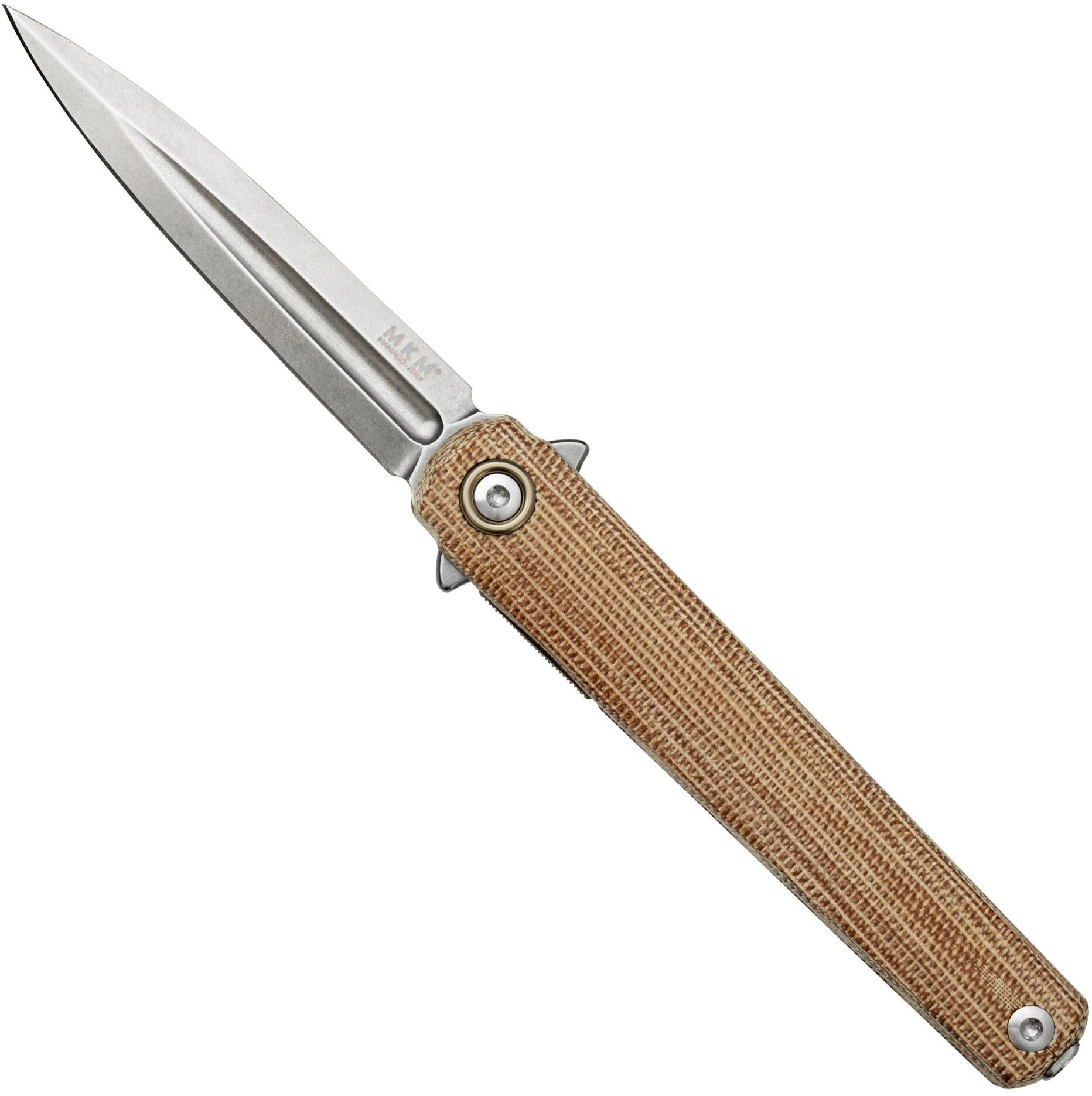 MKM Knives MKM Flame Light FL02L-NC pugnale, micarta naturale, coltello da tasca