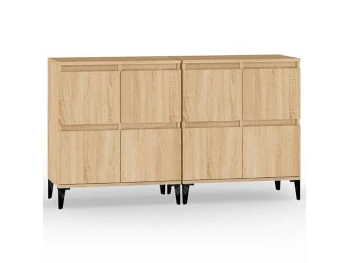 Fisinber 2er Set Sideboard Sonoma-Eiche 60x35x70cm Beistellschrank Kompakte Kommode im 2er-Set mit 4 Fächern für Wohnzimmer und Flur. Stabil aus Holzwerkstoff mit Kippschutz.