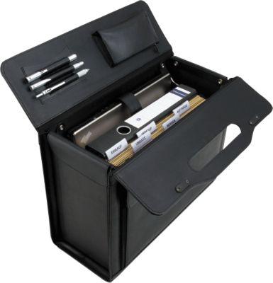 Alassio Pilotenkoffer, mit Tragegriff, mit Laptopfach, Rindleder, schwarz