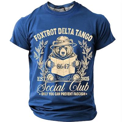 Herren T-Shirt Antifaschismus Bären Grafik Foxtrot Delta Tango Sozialclub Politische Satire Kurzarm
