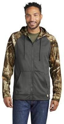 Russell Outdoors RU452 Realtree Performance Colorblock Full-Zip Hoodie in Magnet/Realtree Edge size 4XL   Polyester