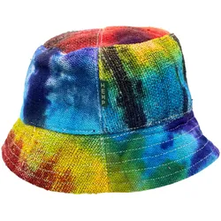 Patched Hemp & Cotton Boho Festival Hat - Tiedye