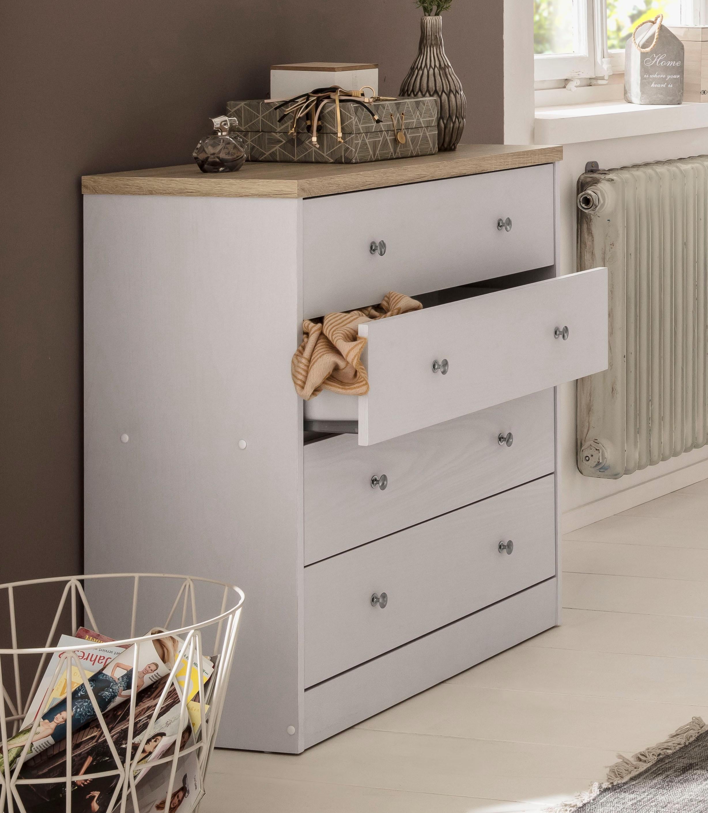Kommode OTTO HOME "Heide", weiß (weiß, eichefarben), Sideboards, Kommode, Breite 70 cm