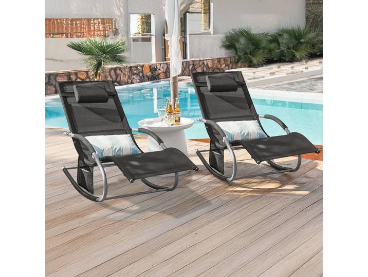 SoBuy OGS28x2 Ensemble de 2 chaises longues de jardin, sac d'oreiller, chaise longue pour jardins, cours, plages