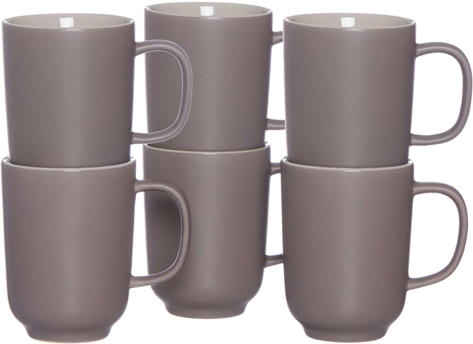 Becher RITZENHOFF & BREKER "Kaffeebecher Jasper 285 ml 6er Set", grau (taupe), Keramik, Trinkgefäße, Becher