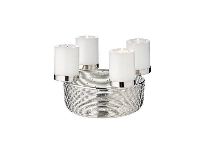 Hochwertiger Design Adventskranz „Rio“ - Edelstahl glänzend vernickelt Silber EDZARD